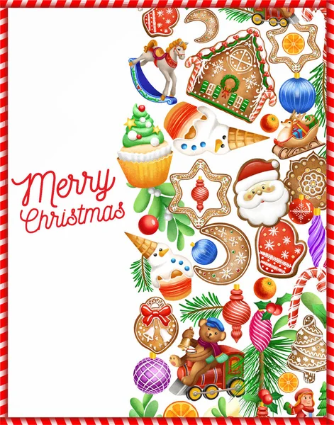 Illustration Noël Carte Noël Bannières Vacances Cartes Voeux Jouets Noël — Image vectorielle