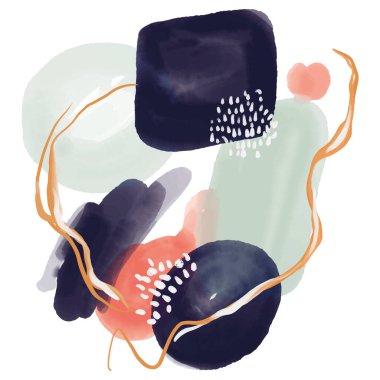 Minimalist vektör el boyası, suluboya lekeli soyut sanat arkaplanı. Fırça resmi, bir posterin, afişin, iç resmin sanatsal akrilik dizaynlı bir dekorasyonudur..