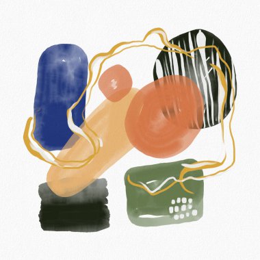 Minimalist el boyası, suluboya lekeli soyut sanat arkaplanı. Fırça resmi, bir posterin, afişin, iç tablonun ve broşürün sanatsal akrilik dizaynına sahip bir dekorasyondur.