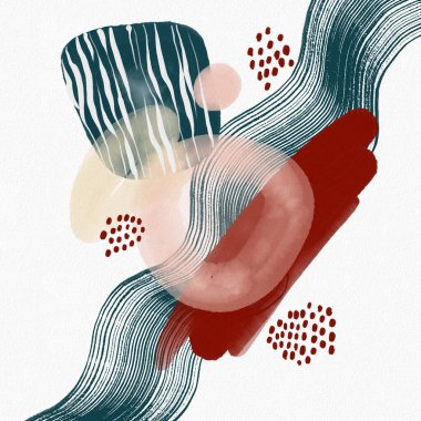 Minimalist el boyası, suluboya lekeli soyut sanat arkaplanı. Fırça resmi, bir posterin, afişin, iç tablonun ve broşürün sanatsal akrilik dizaynına sahip bir dekorasyondur.