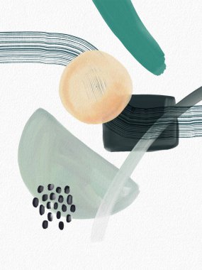 Soyutlama. Minimalist stil. Resimli kartpostallar. Fırça ve boya darbeleri. Boya, suluboya, çizgiler, pastel renkler, doku..