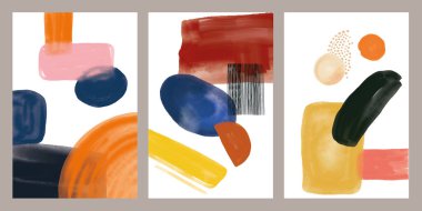 Soyutlama. Resim yapmak. Resimli kartpostallar. Boya, fırça darbeleri, çizgiler, noktalar. İç mekan için resimler.