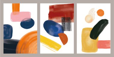 Vektör soyutlaması. Resim yapmak. Resimli kartpostallar. Boya, fırça darbeleri, çizgiler, noktalar. İç mekan için resimler.