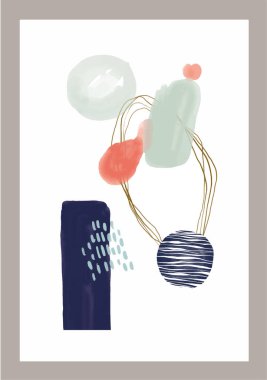 Vektör soyutlaması. Resim yapmak. Resimli kartpostallar. Boya, fırça darbeleri, çizgiler, noktalar. İç mekan için resimler.