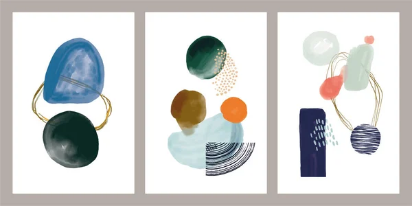 Vector Abstraction Peinture Cartes Postales Illustrées Peinture Coups Pinceau Lignes — Image vectorielle