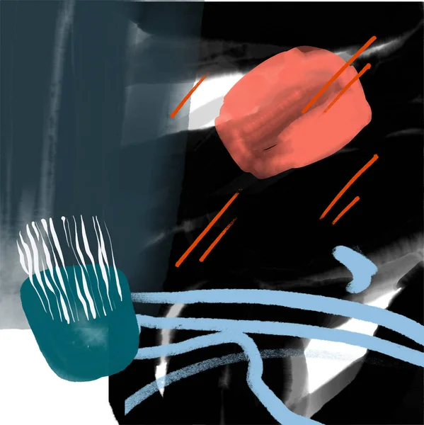 Abstraktion Målning Abstrakt Målning Penseldrag Akvarellfläckar Konsistensen Färg Sammansättning Linjer — Stock vektor