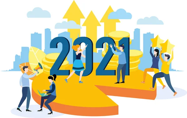 Бизнес Иллюстрация 2021 Путь Успеху Новом Году Карьерный Рост Цель — стоковое фото
