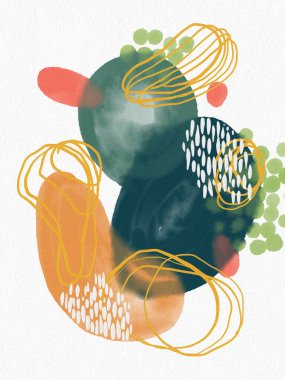 Soyutlama. Resimsel soyutlama. Fırça darbeleri, boyalar, parmak izleri ve çizgiler. Renkli tasarım kartları. Duvar kağıtları, afişler ve kartpostallar..