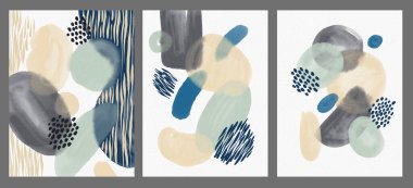 Soyutlama. Resimsel soyutlama. Fırça darbeleri, boyalar, parmak izleri ve çizgiler. Renkli tasarım kartları. Duvar kağıtları, afişler ve kartpostallar..