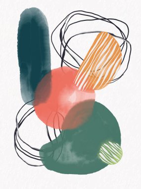 Soyutlama. Resimsel soyutlama. Fırça darbeleri, boyalar, parmak izleri ve çizgiler. Renkli tasarım kartları. Duvar kağıtları, afişler ve kartpostallar..