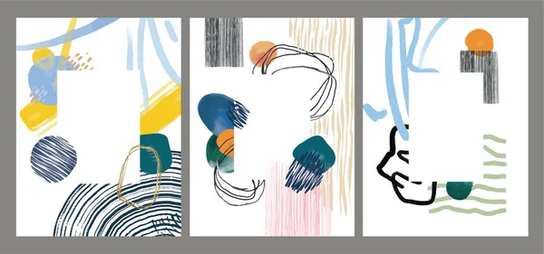 Soyut Kartpostallar Resimsel Soyutlama Fırça Darbeleri Boyalar Parmak Izleri Çizgiler — Stok Vektör