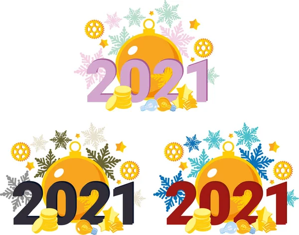 2021 디자인 새해의 눈송이 2021 — 스톡 사진