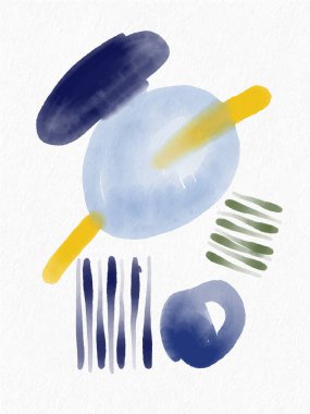 Minimalist el boyası, suluboya lekeli soyut sanat arkaplanı. Fırça resmi, bir posterin, afişin, iç tablonun, broşürün ve ambalajın sanatsal akrilik dizaynlı bir dekorasyonudur.