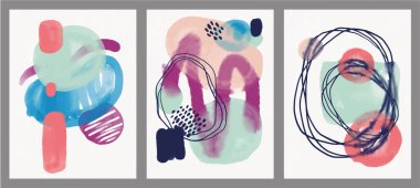 Minimalist el boyası, suluboya lekeli soyut sanat arkaplanı. Fırça resmi, bir posterin, afişin, iç tablonun, broşürün ve ambalajın sanatsal akrilik dizaynlı bir dekorasyonudur.