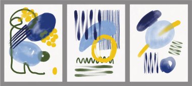 Minimalist el boyası, suluboya lekeli soyut sanat arkaplanı. Fırça resmi, bir posterin, afişin, iç tablonun, broşürün ve ambalajın sanatsal akrilik dizaynlı bir dekorasyonudur.