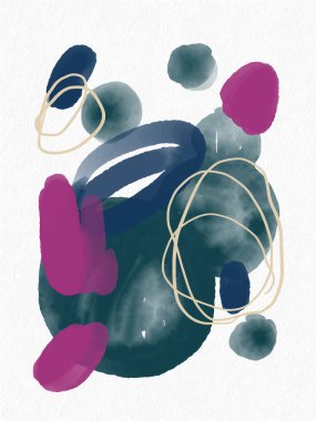 Minimalist el boyası, suluboya lekeli soyut sanat arkaplanı. Fırça resmi, bir posterin, afişin, iç tablonun, broşürün ve ambalajın sanatsal akrilik dizaynlı bir dekorasyonudur.