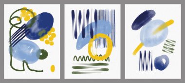  Minimalist el boyası, suluboya lekeli soyut sanat arkaplanı. Fırça resmi, bir posterin, afişin, iç tablonun, broşürün ve ambalajın sanatsal akrilik dizaynlı bir dekorasyonudur.