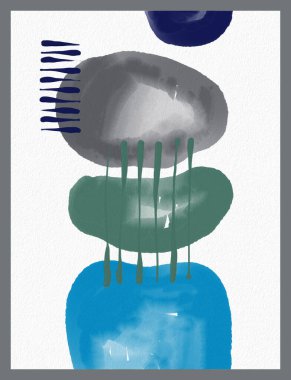 Minimalist el boyası, suluboya lekeli soyut sanat arkaplanı. Fırça resmi, bir posterin, afişin ya da iç resmin sanatsal akrilik tasarımı ile bir desensel dekorasyondur..