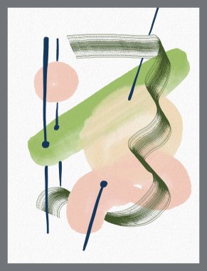 Minimalist el boyası, suluboya lekeli soyut sanat arkaplanı. Fırça resmi, bir posterin, afişin ya da iç resmin sanatsal akrilik tasarımı ile bir desensel dekorasyondur..