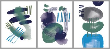 Minimalist el boyası, suluboya lekeli soyut sanat arkaplanı. Fırça resmi, bir posterin, afişin ya da iç resmin sanatsal akrilik tasarımı ile bir desensel dekorasyondur..