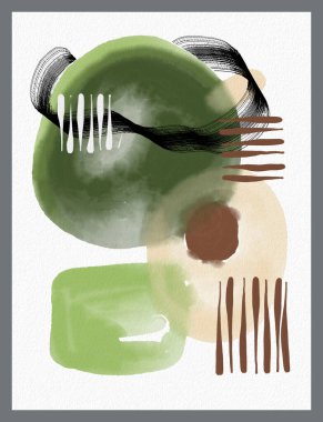 Minimalist el boyası, suluboya lekeli soyut sanat arkaplanı. Fırça resmi, bir posterin, afişin ya da iç resmin sanatsal akrilik tasarımı ile bir desensel dekorasyondur..