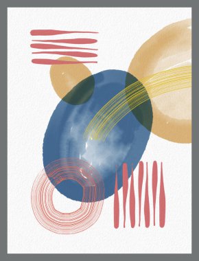 Minimalist el boyası, suluboya lekeli soyut sanat arkaplanı. Fırça resmi, bir posterin, afişin ya da iç resmin sanatsal akrilik tasarımı ile bir desensel dekorasyondur..