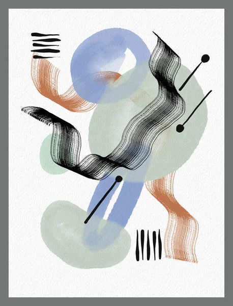 Minimalistische Handverf Abstracte Kunstachtergrond Met Aquarelvlek Penseel Schilderen Een Texturele — Stockvector