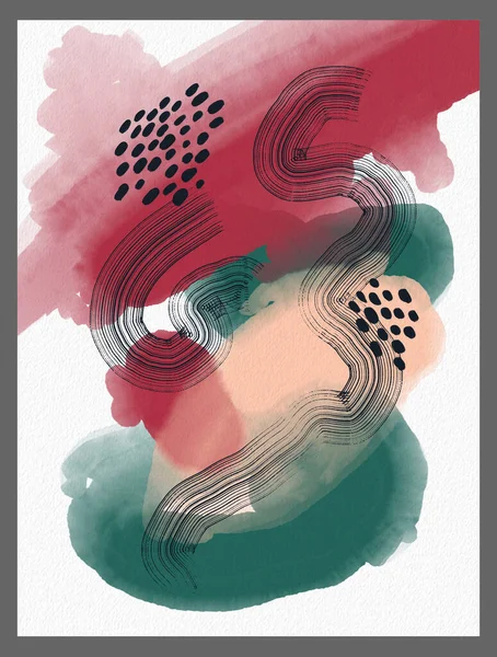 Minimalist hand paint abstract art background with watercolor spot. Brush painting is a textural decoration with an artistic acrylic design of a poster, banner, or interior painting.