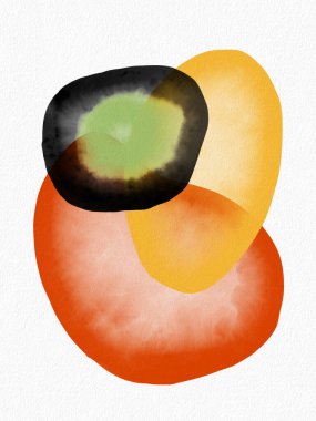  Minimalist el boyası, suluboya lekeli soyut sanat arkaplanı. Fırça resmi, bir posterin, afişin ya da iç resmin sanatsal akrilik tasarımı ile bir desensel dekorasyondur..
