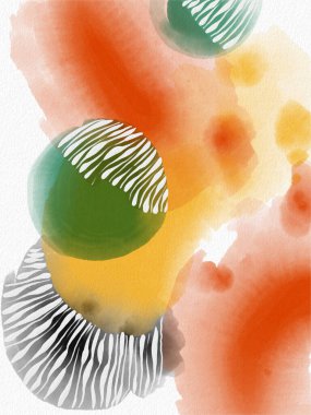  Minimalist el boyası, suluboya lekeli soyut sanat arkaplanı. Fırça resmi, bir posterin, afişin ya da iç resmin sanatsal akrilik tasarımı ile bir desensel dekorasyondur..