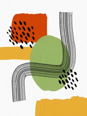  Minimalist el boyası, suluboya lekeli soyut sanat arkaplanı. Fırça resmi, bir posterin, afişin ya da iç resmin sanatsal akrilik tasarımı ile bir desensel dekorasyondur..