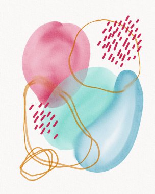 Soyutlama. Suluboya resim. Modaya uygun modern resim. İç dizayn, kartpostallar, baskılar, posterler. Çağdaş sanat. Boho.