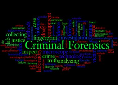 Criminal Forensics, word cloud concept 9 clipart