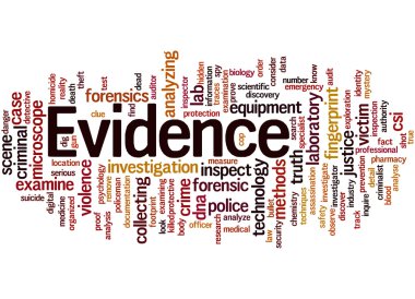 Evidence, word cloud concept 7 clipart