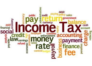 Income Tax, word cloud concept 2 clipart