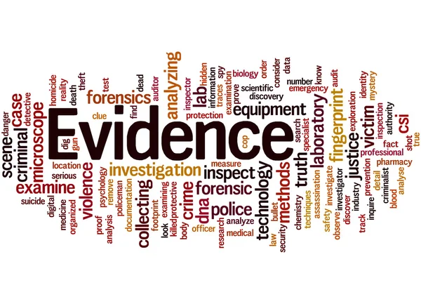 Evidence, word cloud concept 7 — Stock Photo, Image