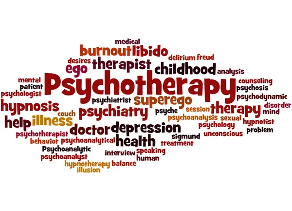 Психотерапия, понятие облака слов 6 — стоковое фото