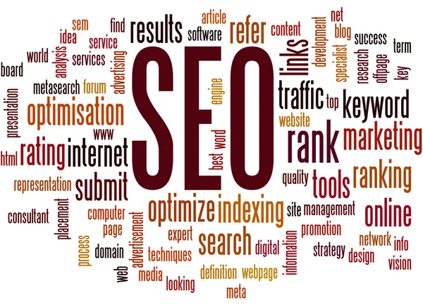 SEO, search engine optimization palavra conceito 5 — Fotografia de Stock