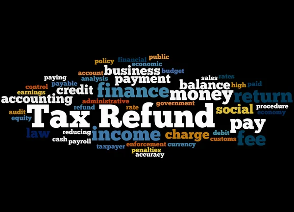 Daňová refundace, slovo mrak koncepce 8 — Stock fotografie