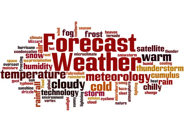 Időjárás-előrejelzés, szó felhő fogalmát — Stock Fotó