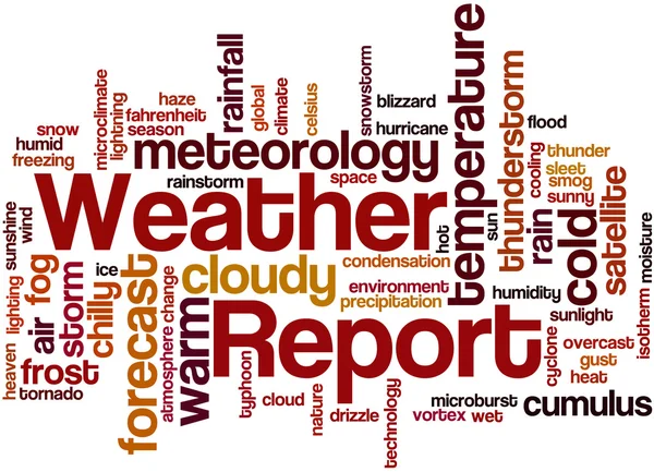 Relatório meteorológico, conceito de nuvem de palavras 2 — Fotografia de Stock