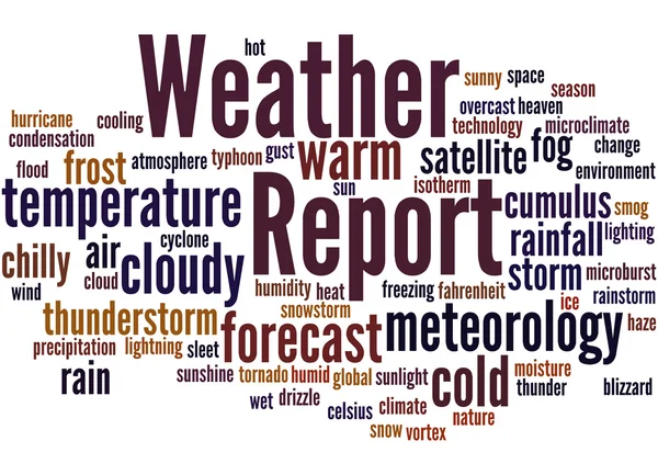 Wetterbericht, Wort Wolkenkonzept — Stockfoto