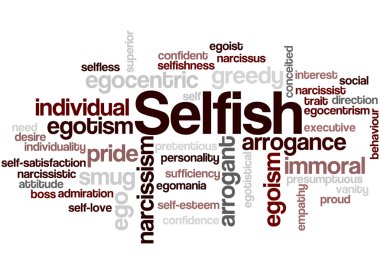 Selfish, word cloud concept 2 clipart