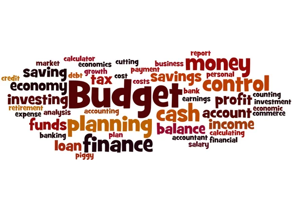 Koncepcja budżetu, słowo chmura 2 — Zdjęcie stockowe