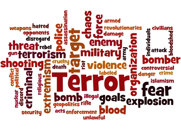Terror, szó felhő fogalmát — Stock Fotó