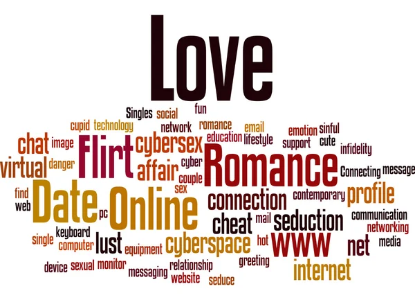 Datum Love Romance Love Flirt Online, slovo mrak koncepce 5 — Stock fotografie