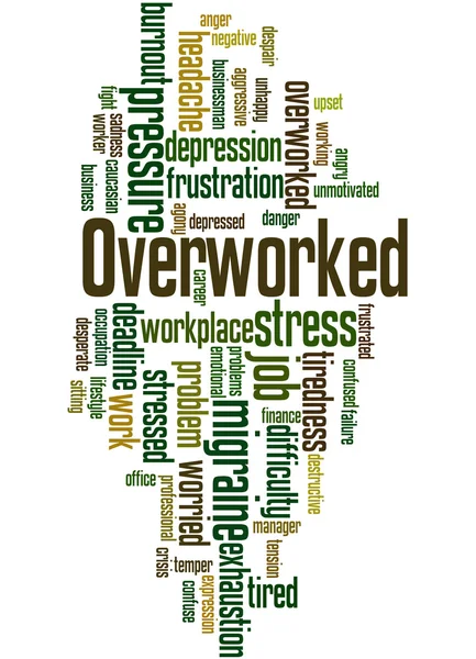 Overworked, word cloud concept — Stock Photo, Image