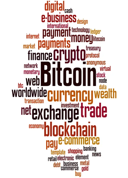 Bitcoin, slovo mrak koncepce 6 — Stock fotografie