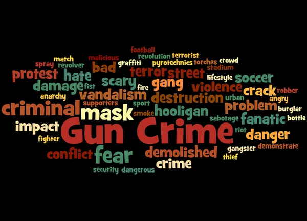 Gun bűnözés, szó felhő koncepció 2 — Stock Fotó