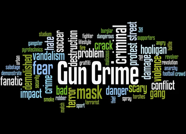 Gun bűnözés, szó felhő fogalmát — Stock Fotó